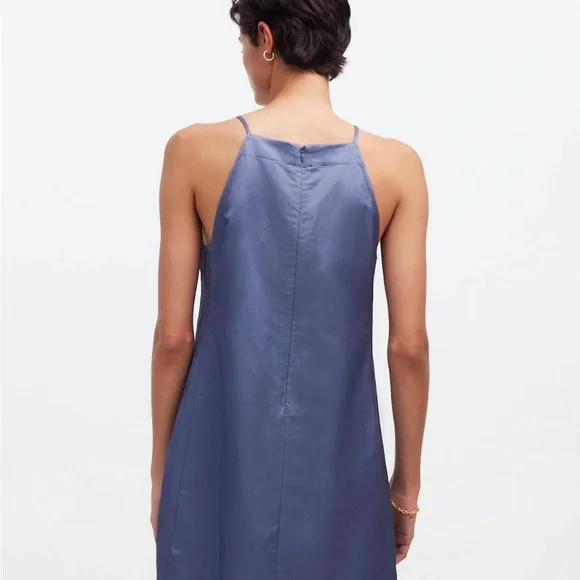 Madewell Linen Indigo Dress size 6 - Picture 2 of 8